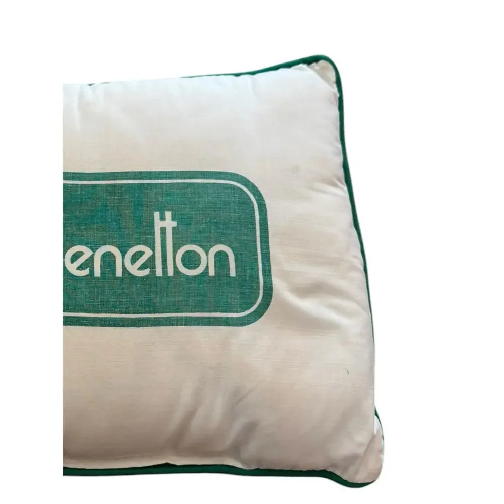 Vintage 1980's United Colors of Benetton Logo Throw Pillow